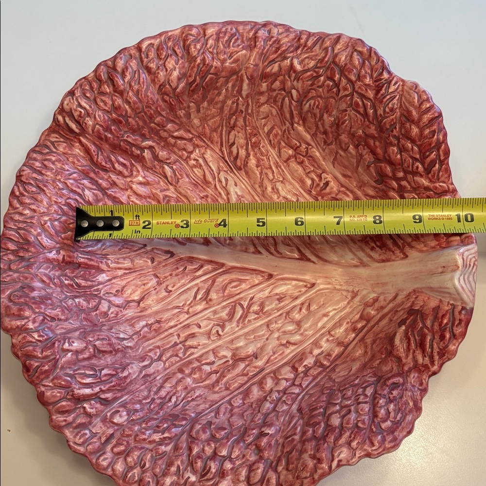 F&F Cabbage Leaf Red Pink Serving Bowl Dish Lettuce Large Vintage Rare 1989 - Picture 13 of 14